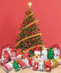 Коледни подаръчни торбички с шнур