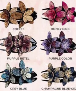 Щипка за коса с двойно цвете с кристали